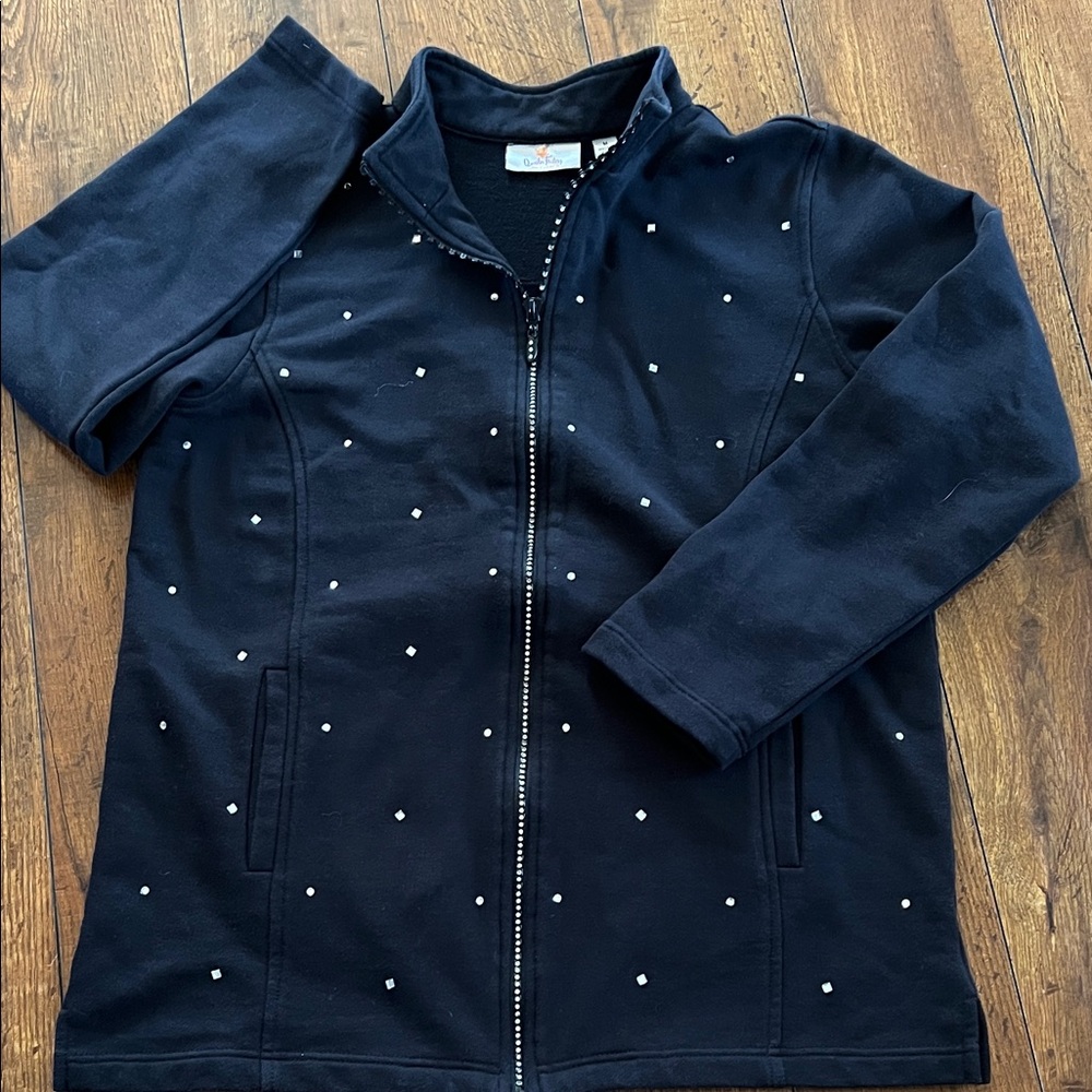 Quacker Factory Black Sweater with Silver Accents